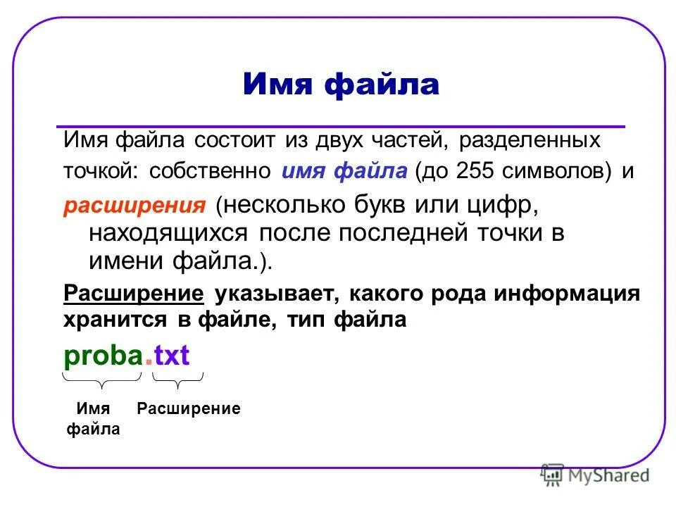 Название файлов в текст. Имя файла. Расширение имени файла. Файл имя файла. Имя файла состоит из двух частей.