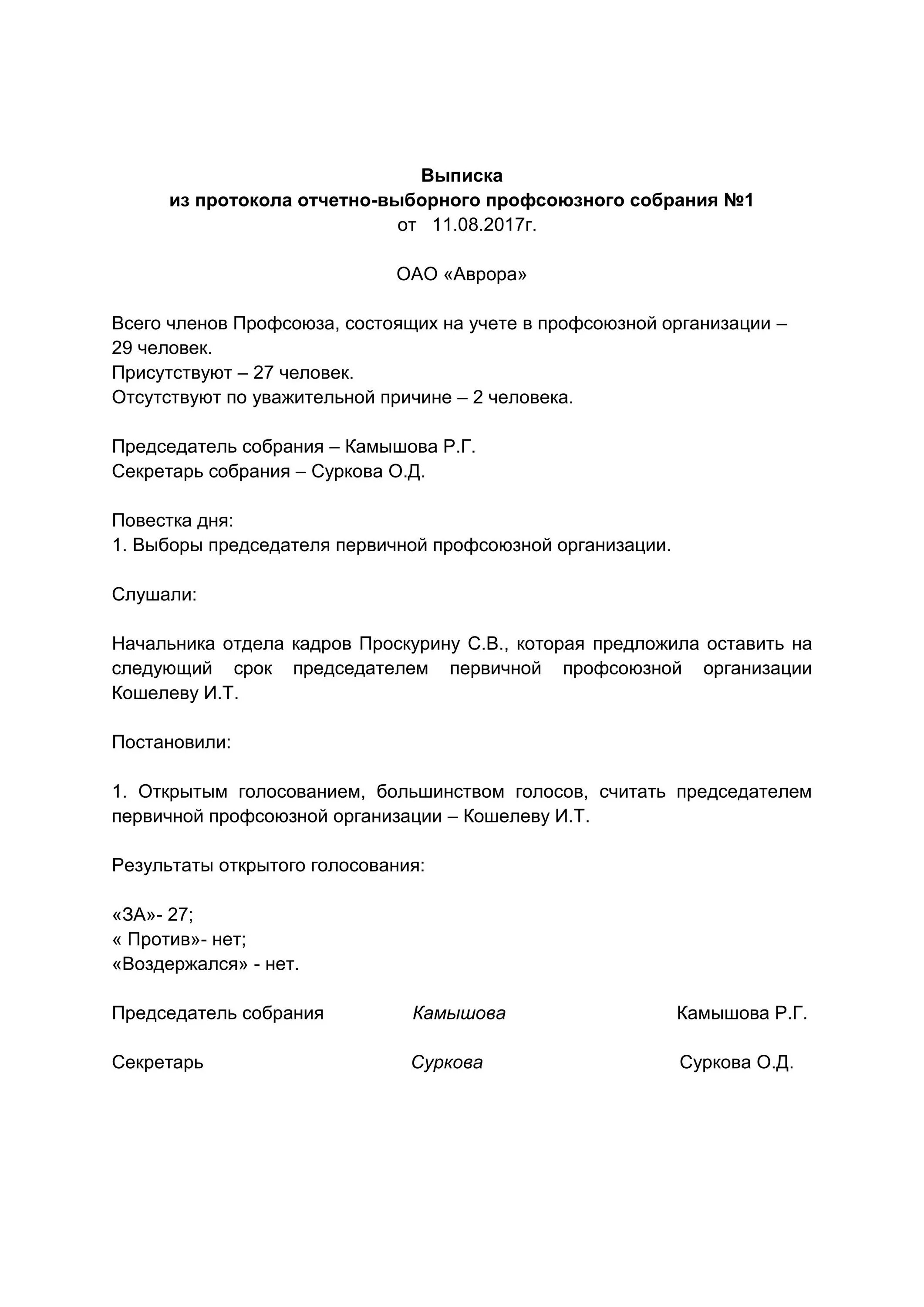 Образец отчетно выборного собрания. Протокол заседания первичной профсоюзной организации образец. Протокол о выборе председателя профсоюзной организации образец. Выписка из протокола собрания первичной профсоюзной организации. Протокол собрания профкома форма.