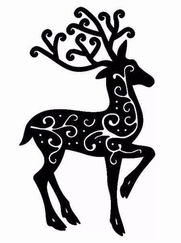 Рисунок оленя на новый год. Трафарет "олени". Новогодний олень трафарет. Силуэт оленя новогоднего. Украшения на окна олень.