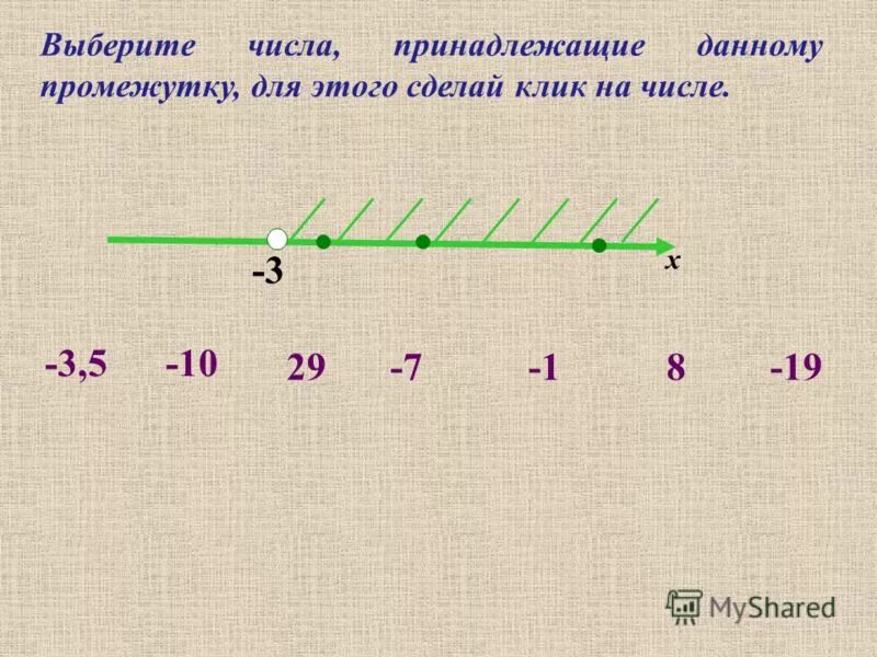 Числовые промежутки таблица. Отрезок интервал полуинтервал. Какие положительные числа принадлежат данному интервалу. Выбор точки из числового промежутка.