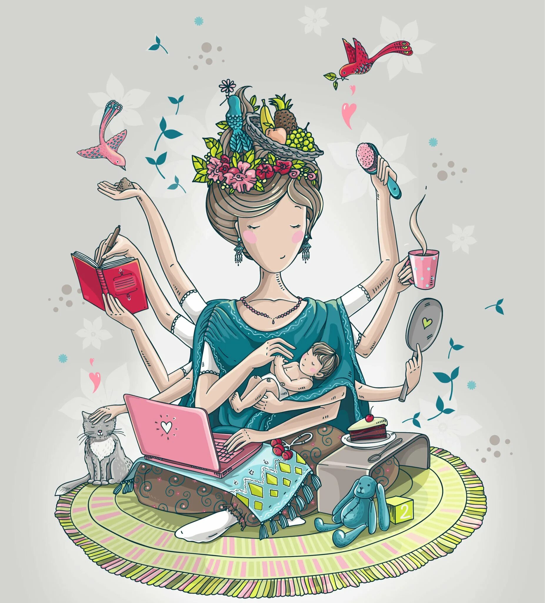 Многозадачность. Много дел много рук. Занятая девушка. Многозадачность человека. Многорукая девушка.