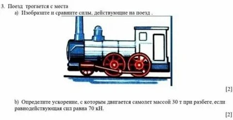 Первый вагон трогающегося от остановки поезда