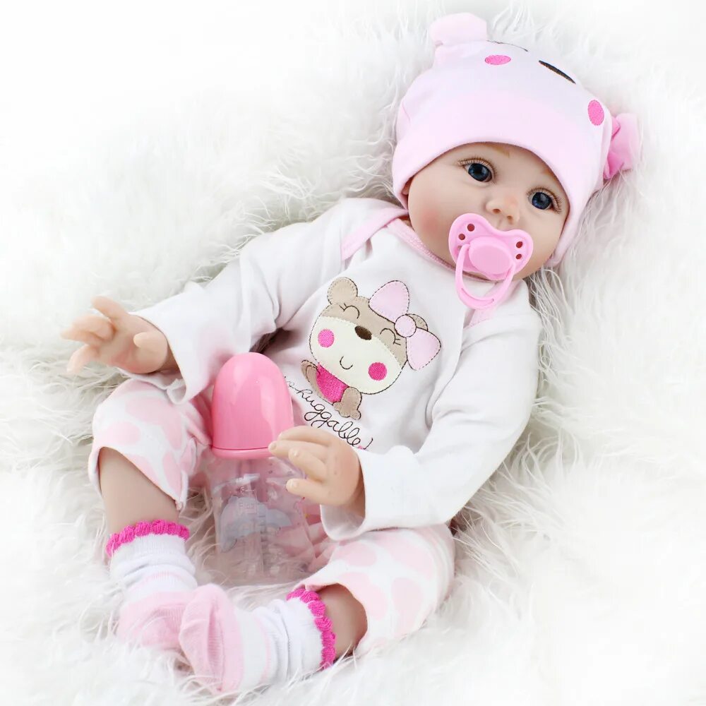 Розовый пупс. Кукла Lifelike Reborn Baby Dolls. Кукла Reborn Baby 55 см.