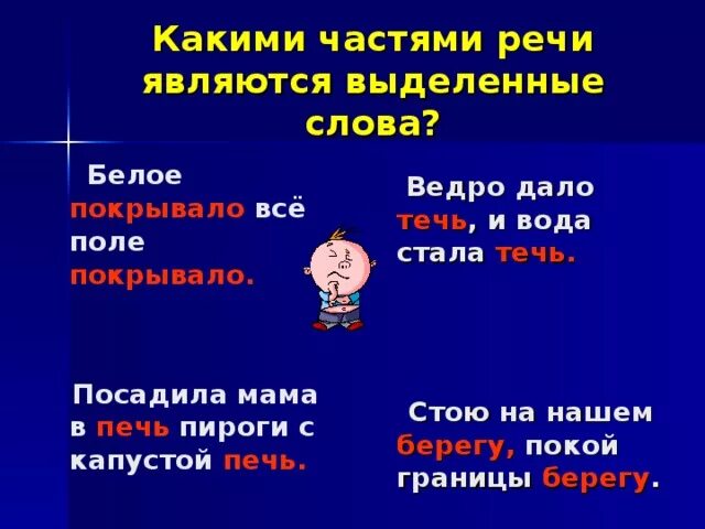 Какой частью речи является слово в воде