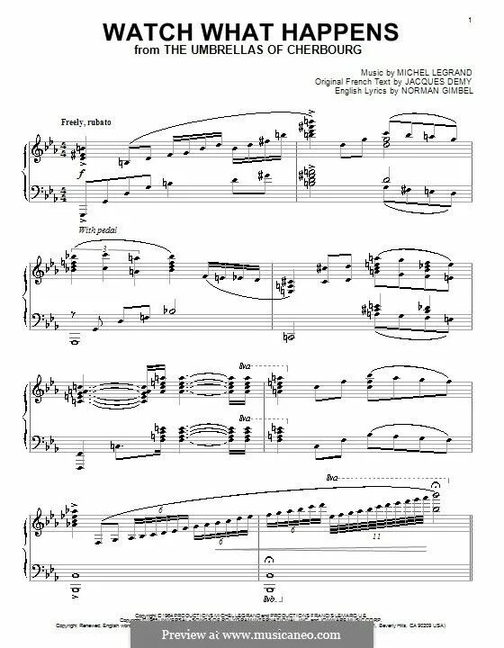 Michel Legrand Ноты для фортепиано. Ноты Легран Шербурские зонтики. Шербурские зонтики ноты