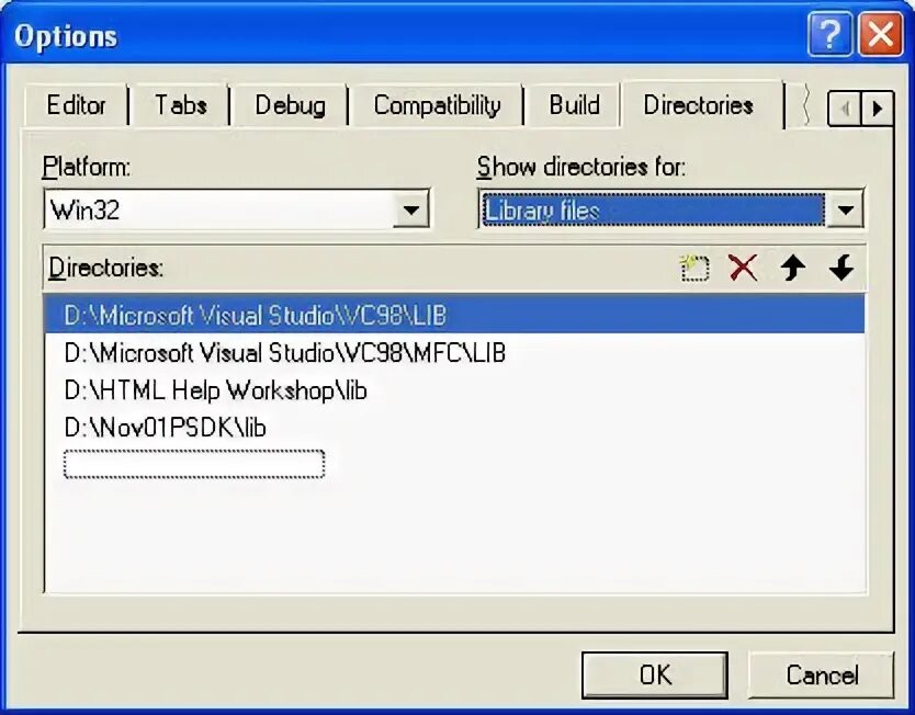 Visual Studio 6.0. WINBASE.H. VC++ MFC CLISTCTRL, INSERTITEM,. Directory options