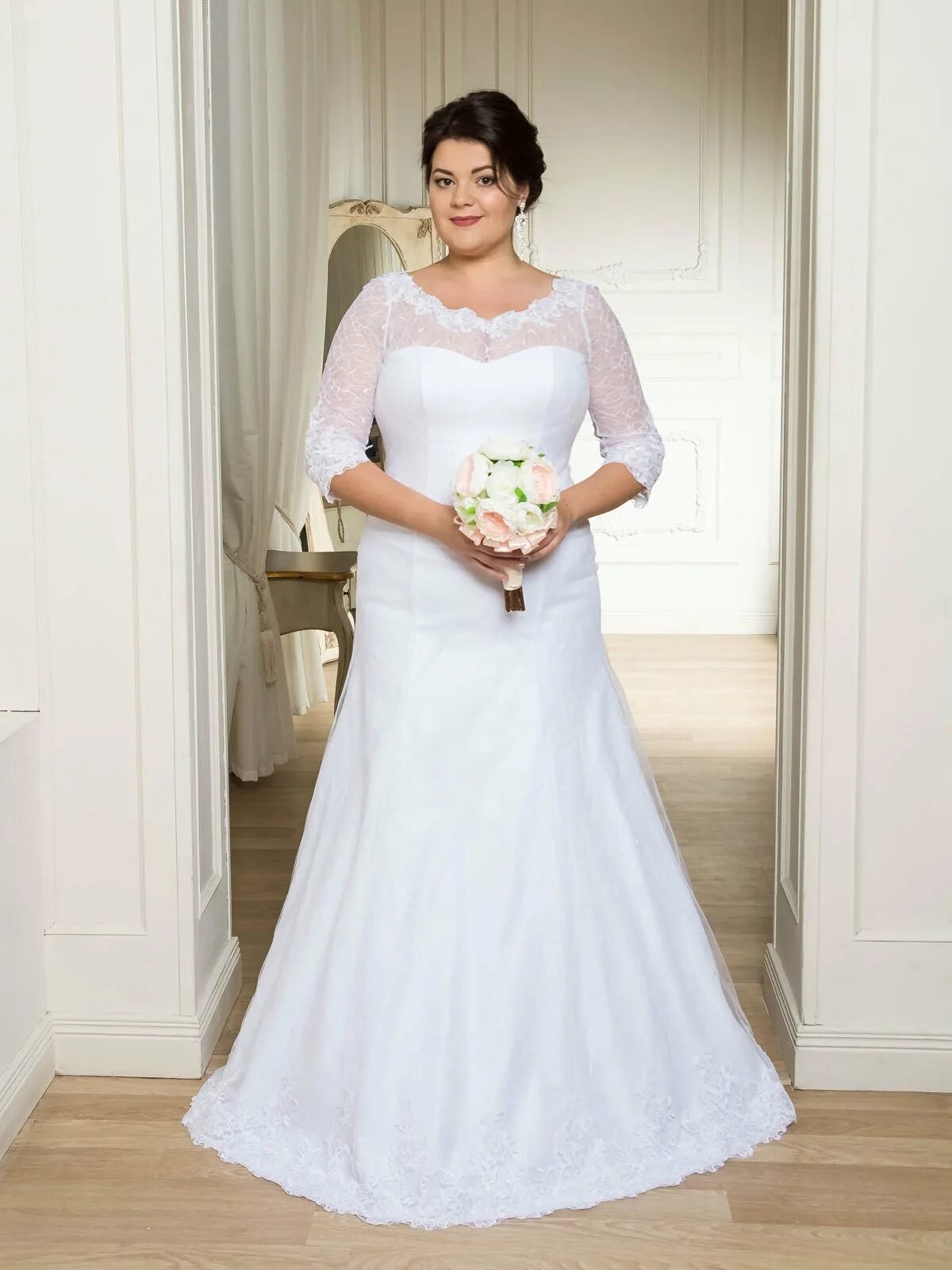 свадебные платья 50 размера. свадебные платья для полных с рукавами.