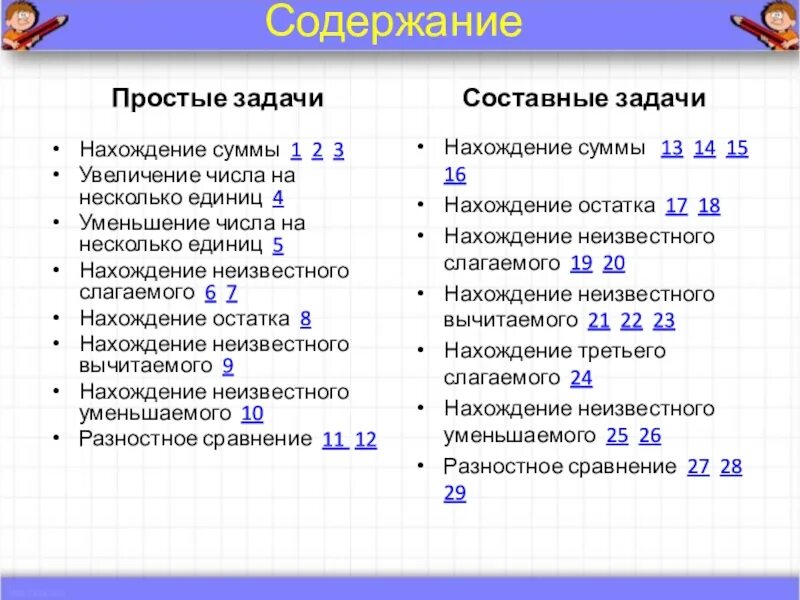 Виды составных задач