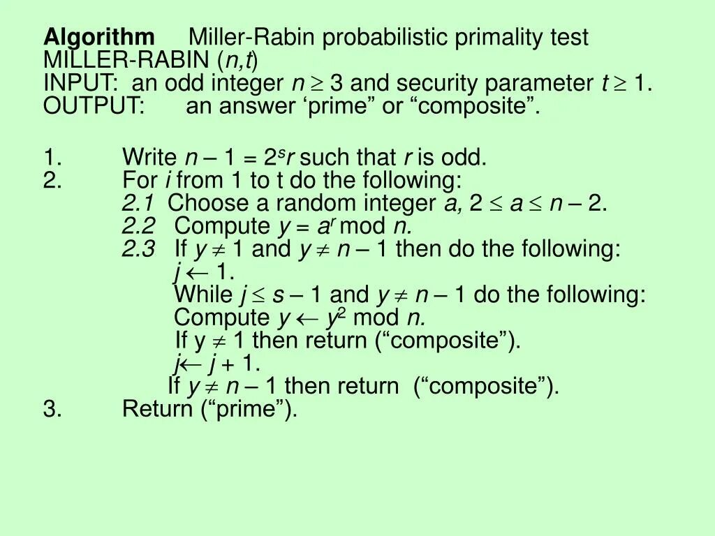 Миллера рабина. Алгоритм Миллера Рабина. Миллер Рабин алгоритм. Тест Рабина. Тест Миллера Рабина пример.