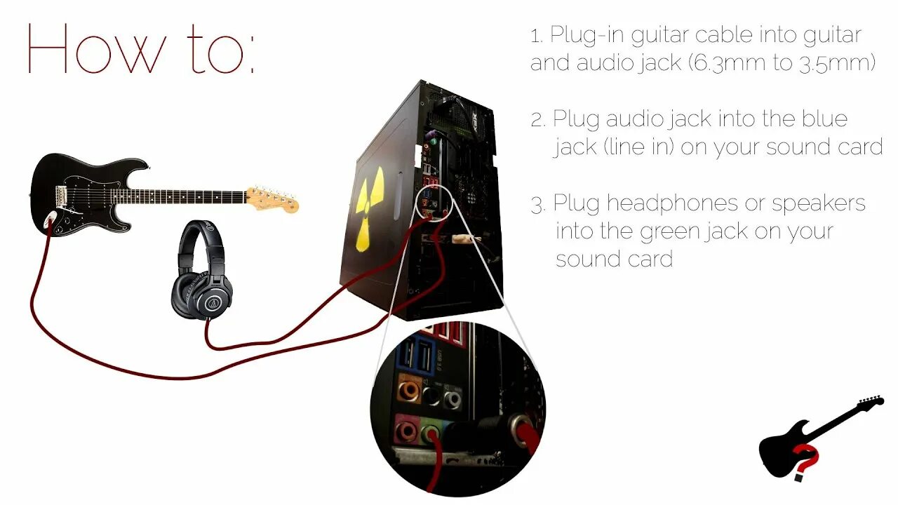 Гитара через звуковую карту. Sound Card Guitar. Connect Electric Guitar to Sound Card.