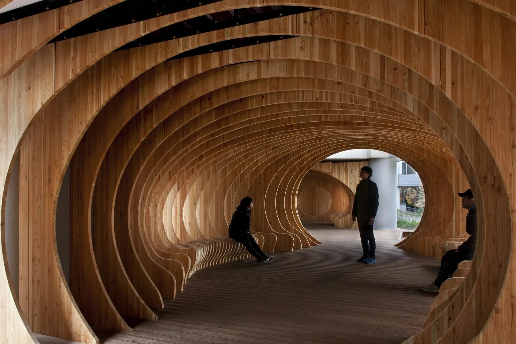 Картинка внутри. Пространство в архитектуре. Общественные пространства из дерева. Тоннель архитектура. Тоннель в пространстве.