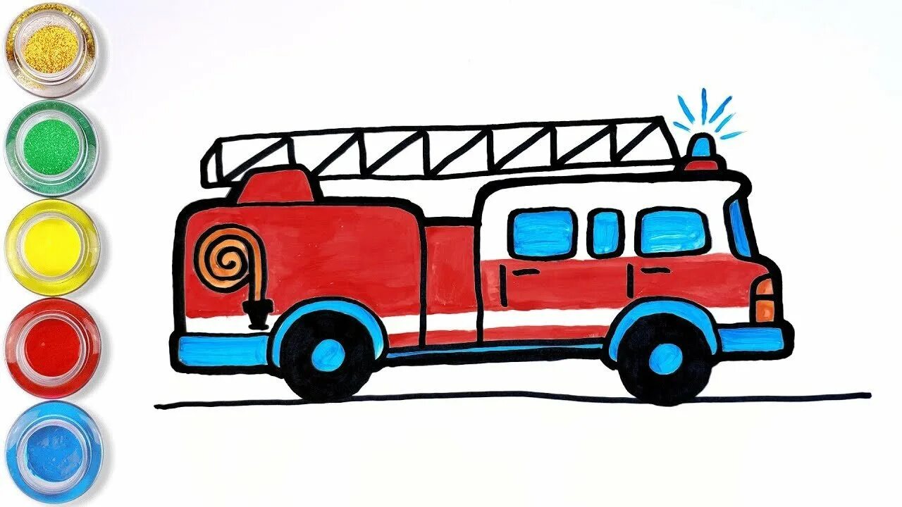 Рисование для детей пожарная машина. Нарисовать пожарную машину. Пожарная машина рисунок. Пожарная машина рисунок для детей. Легок пожарная машина