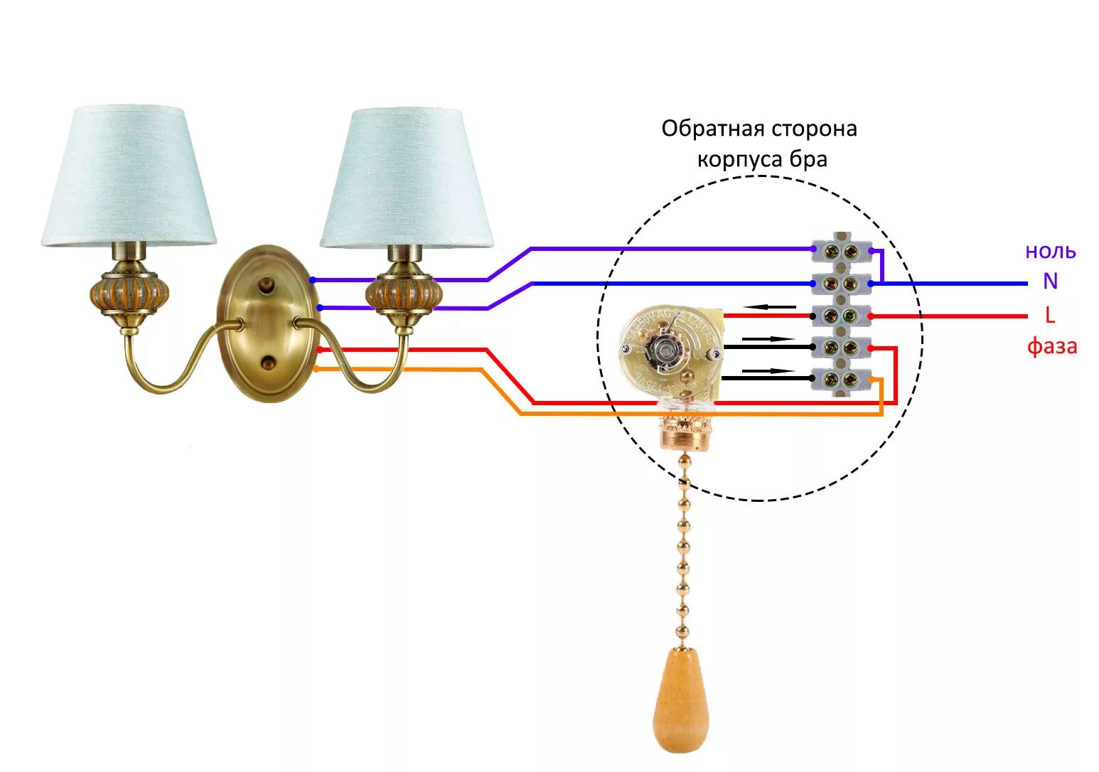 Проводка освещения. Схема подключения 3 лампочки с одним выключателем. Схема подключения светильника бра. Схема подключения светильника бра с 2 лампочками. Схема подключения выключателя 2 провода.