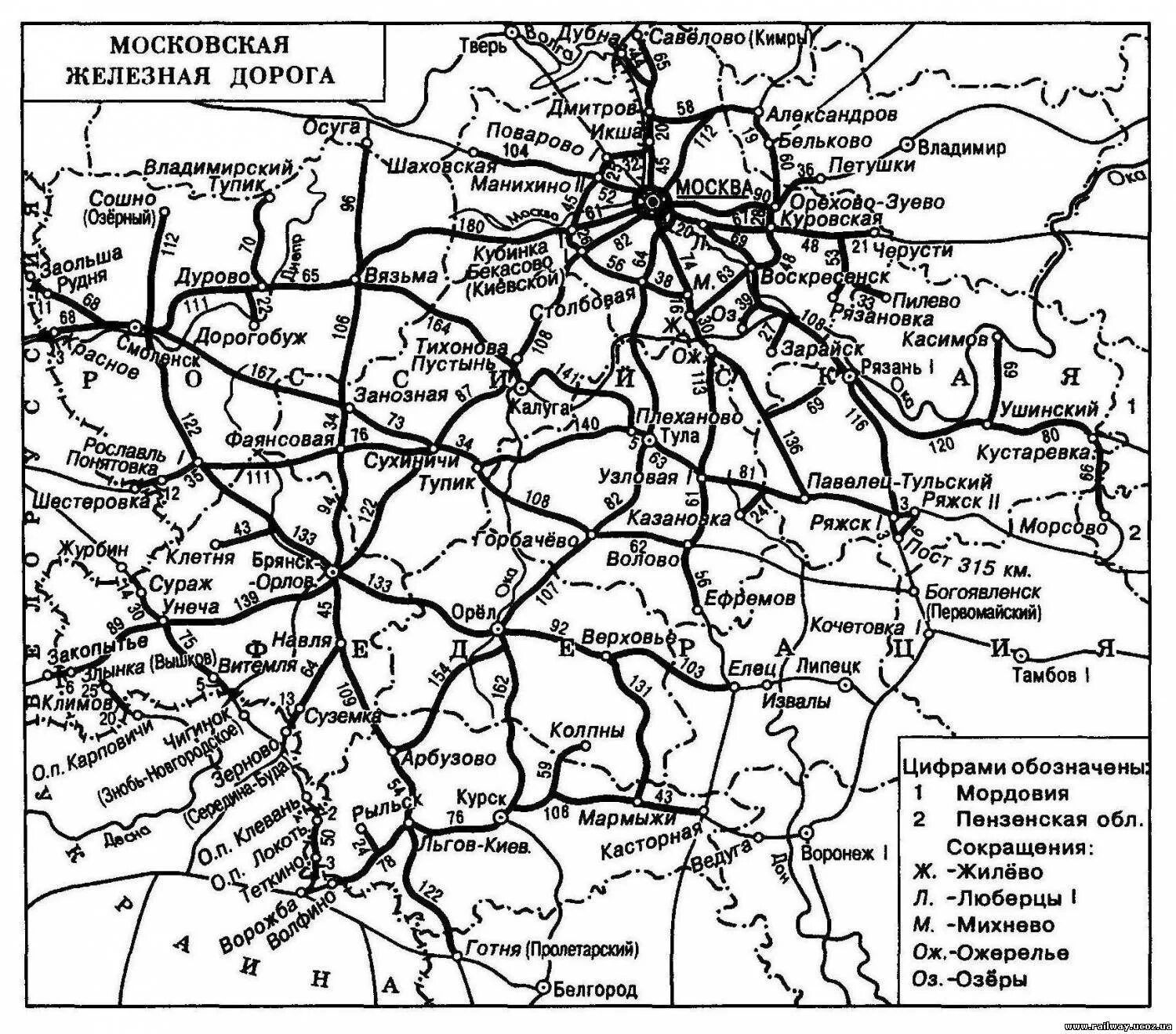 Московская железная дорога схема