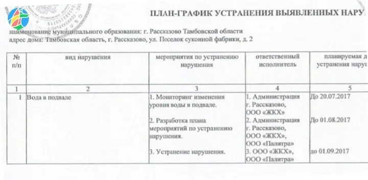 Меры по устранению выявленных нарушений. Меры по устранению выявленных нарушений