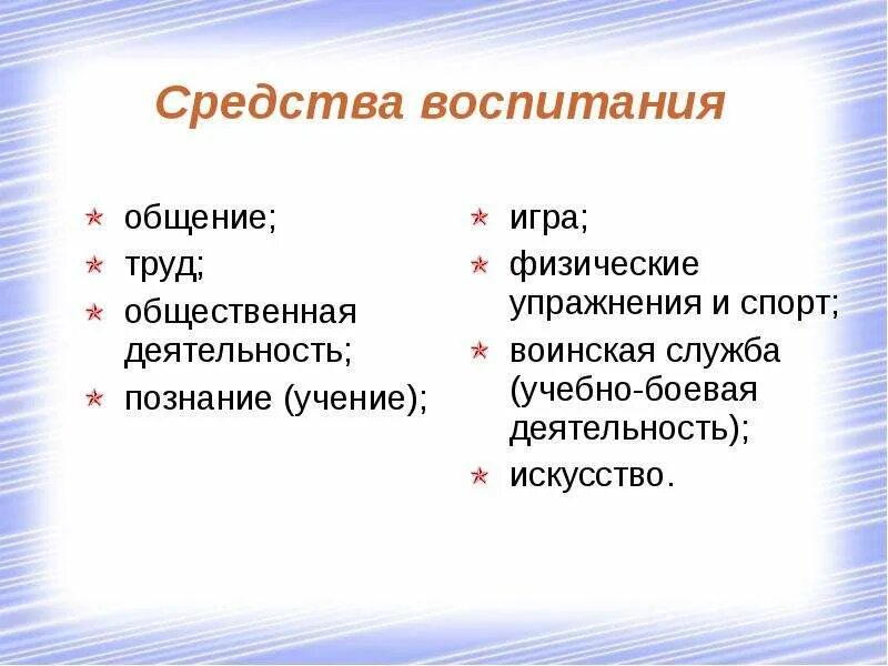 Средства воспитания в педагогике. К средствам воспитания относятся:. Современные средства воспитания. Средства воспитания перечислить.