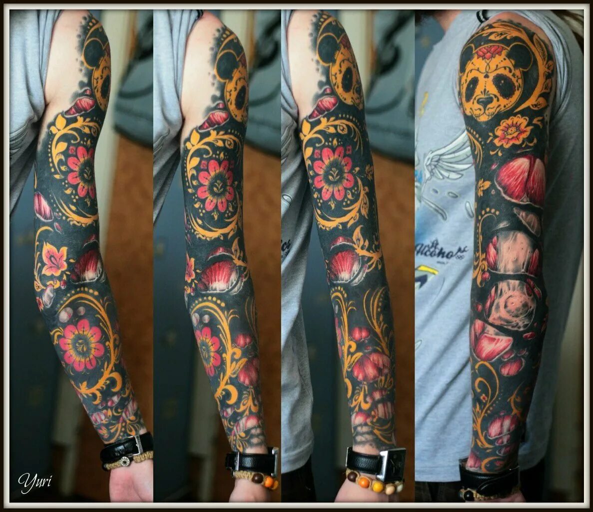 тату хохлома. тату в стиле хохлома. русский рукав. русский рукав. русский рукав.