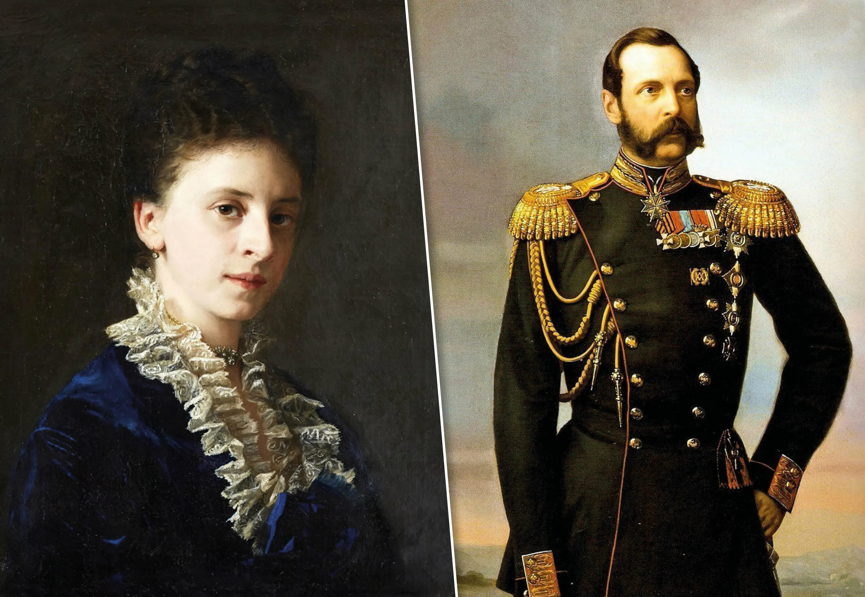 александр 2 с супругой. александр 2 и екатерина долгорукая. евдокия стрешнева царица. александра 2 и екатерина долгорукова. александра фёдоровна жена николая 2.