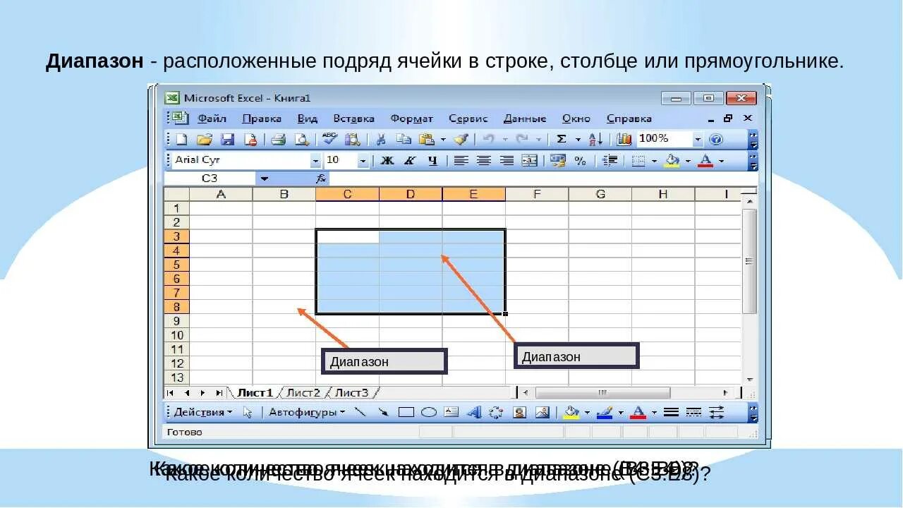 Диапазон ячеек в Microsoft excel- это:. Диапазон ячеек в эксель. Диапазон в таблице MS excel это. Выделение ячеек в excel.