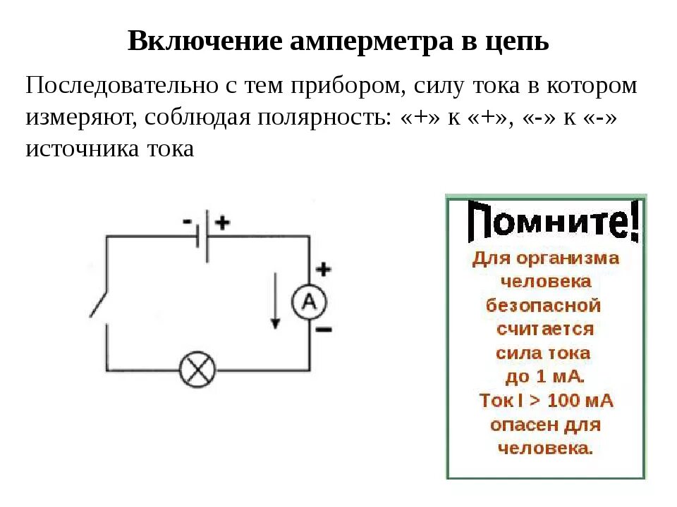 Электрическая схема соединения амперметра. Как правильно подключается амперметр. Схема включения амперметра постоянного тока. Как подключается амперметр и вольтметр в электрическую цепь. Схема включения амперметра для измерения силы тока.
