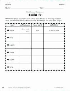 Suffixes worksheets