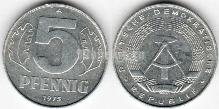 Немецкие 5 в рубли. Немецкие монеты 1975 года. 1 Пфенниг 1986 ГДР. 2 Пфеннигов 1968 год. Монетка Германии 1975 года.