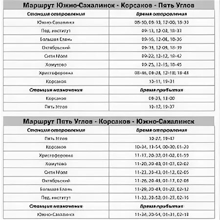 Расписание 5 южно сахалинск
