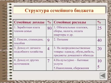 Какова структура доходов семейного бюджета