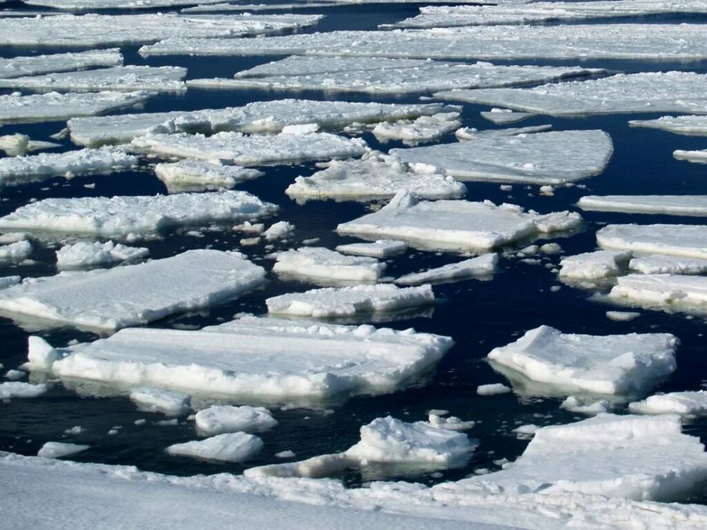 Ледяной затор. Лед на реке. Льдины на реке.