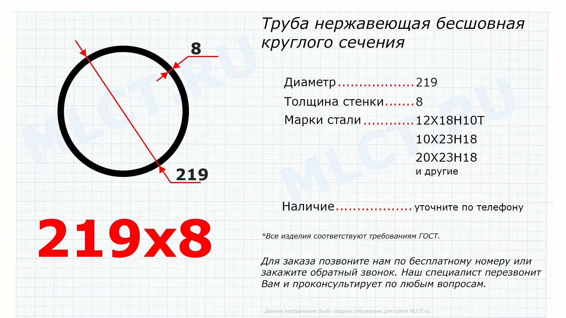 Толщина стенки трубы 219