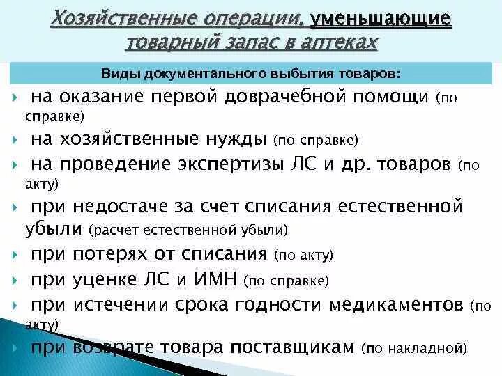 Учет реализации товаров в аптеке. Операции, увеличивающие стоимость товарных запасов. Документальное оформление хозяйственных операций. Документальное оформление товарных запасов. Структура товарных запасов в аптеке.