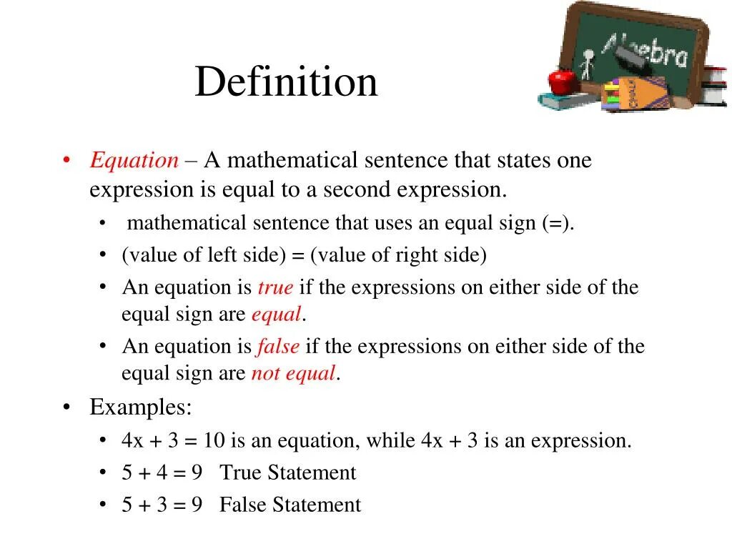 Mathematical expression. Equation. In Math. Expression in Math. Expression definition