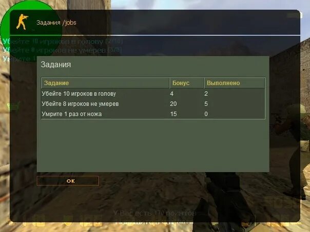 Сколько дают опыта в кс. Задания в КС. Ранги в КС 1.6. Задание игрокам на сервере. Бонус опыта КС.