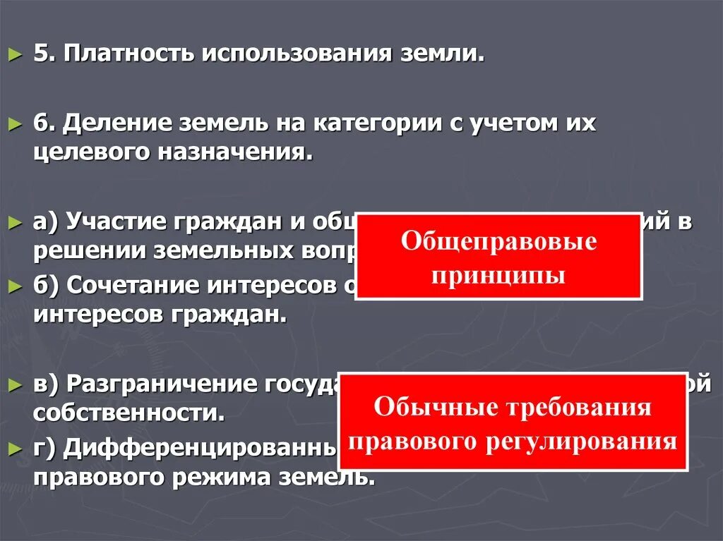 Основные принципы территориального землеустройства. Принципы земельного права схема. Земельное право принципы. Земельное законодательство. Принципы использования земель сельскохозяйственного назначения.
