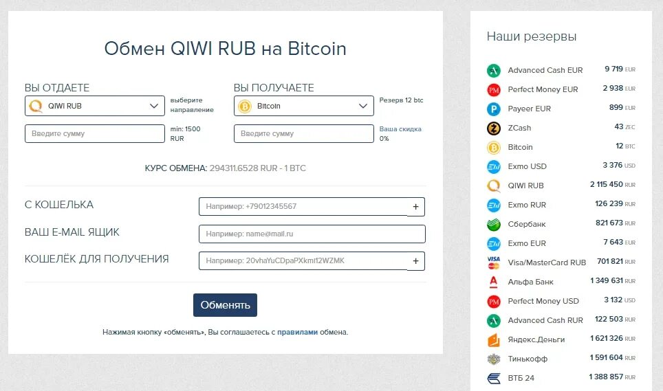 Электронные обменники валют. QIWI обмен на BTC. Курсы обмена валют на карте