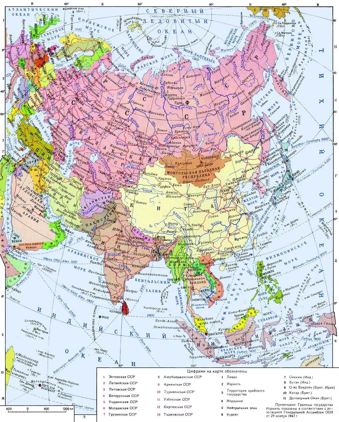 Политическая карта Азии. Политическая карта средней Азии. Государства зарубежной Азии на карте. Карта Азии со странами.