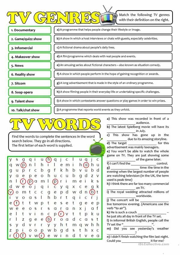 Test complete the types of tv programmes. Tv worksheets. tv esl worksheet. television worksheets. types of tv programs worksheets.