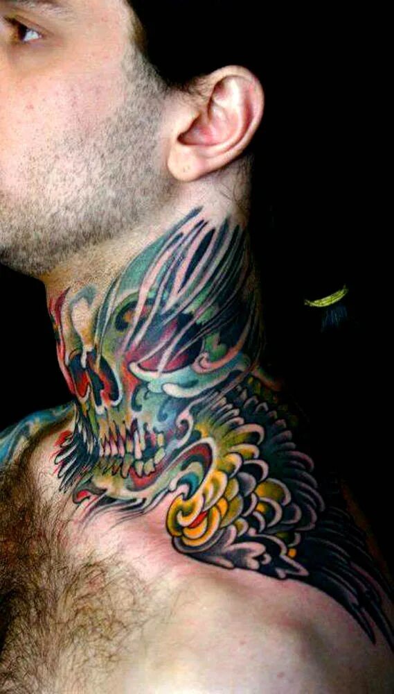 Японское тату на шее. Тату на шее. тату на шее мужские. тату на шее цветные. тату на шее мужские цветные.