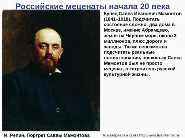 Сообщение о любом меценате