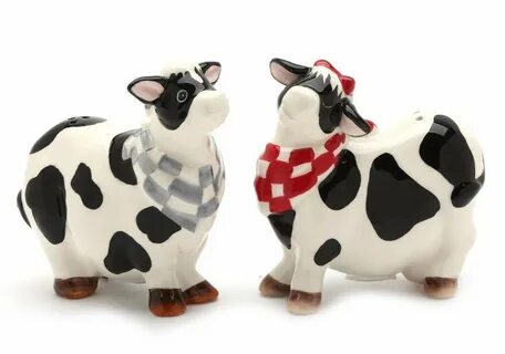 Food Network Stoneware Black & White Cow Salt and Pepper Shakers Farm C...