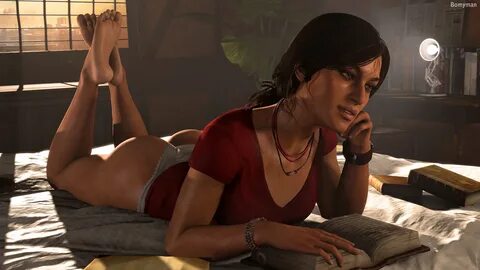 bomyman, chloe frazer, uncharted, 3d, ass, barefoot, clothing, female, fema...