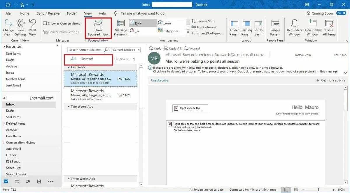 Outlook mail inbox. Outlook 2019. outlook обучение. show focused inbox outlook. outlook 2019 область просмотра.