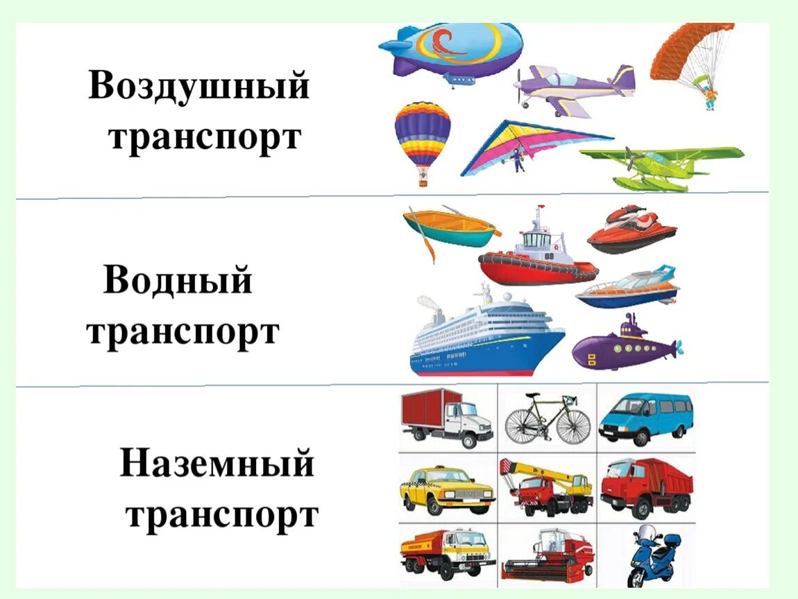 Любые виды транспортных средств. Виды транспорта. Транспорт Наземный Водный воздушный. Транспорт для дошкольников. Виды транспорта для детей.