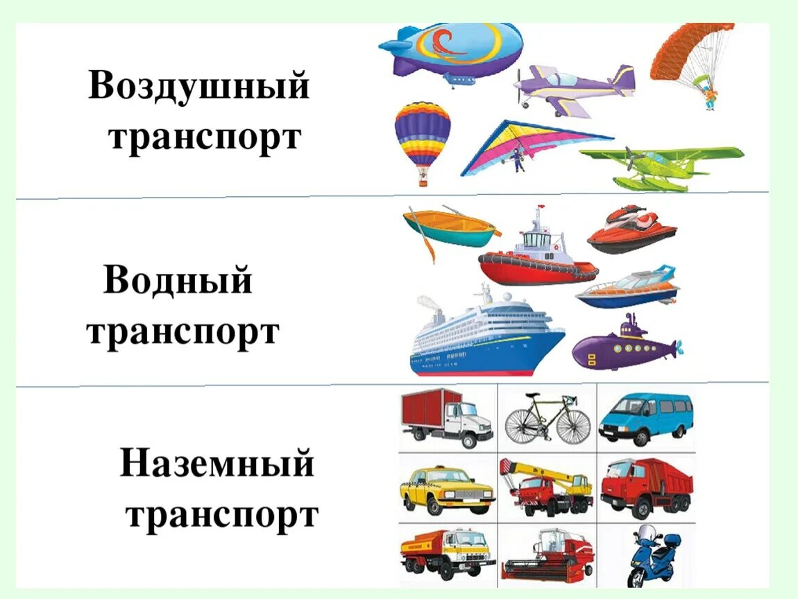 Какие бывают виды транспорта 2 класс. Виды транспорта. транспорт наземный водный воздушный. транспорт для дошкольников. виды наземного транспорта.
