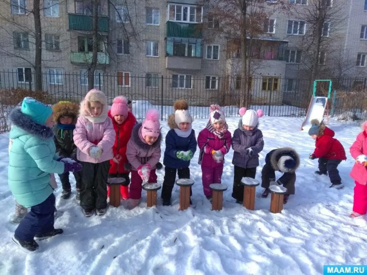 Наблюдение на прогулке 2 младшая. Наблюдение за снегом цель.