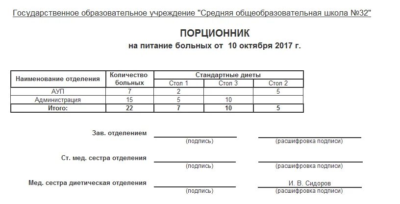 Пример заполнения требования. Пример заполнения требования