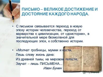 История письма презентация