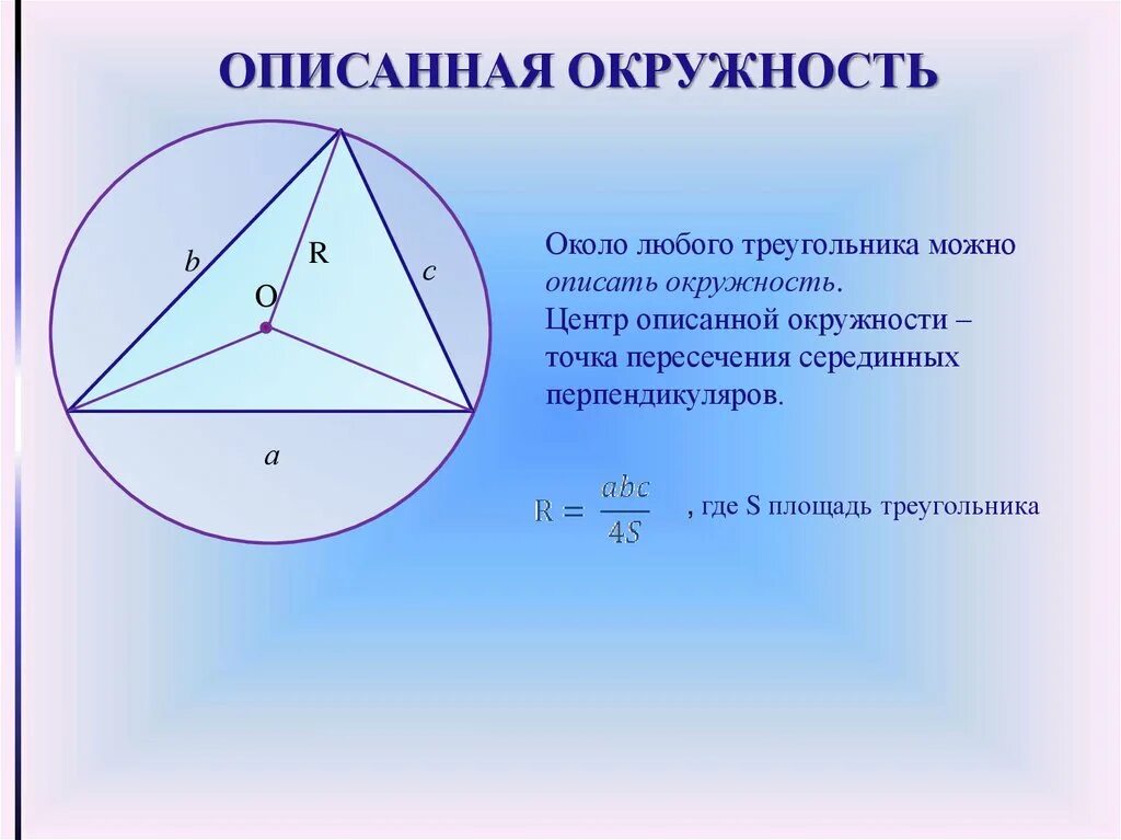 Вокруг любого треугольника можно провести окружность. Окружность описанная около треугольника. Вписаная около треугольника окружность. Окружность описанная вокруг треугольника. Окружность описанная около трец.