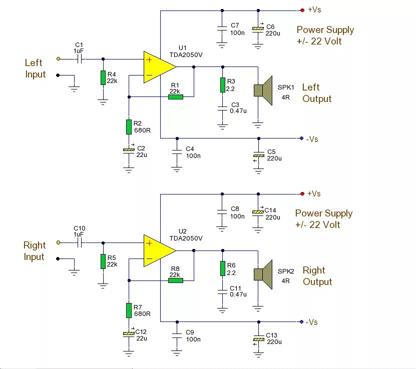 Усилитель с однополярным питанием. Усилитель на микросхеме тда 2050. Усилитель на tda2050 с двухполярным питанием. Усилитель на tda2050 с однополярным питанием. Усилитель tda2050 схема на tda2050 схема.