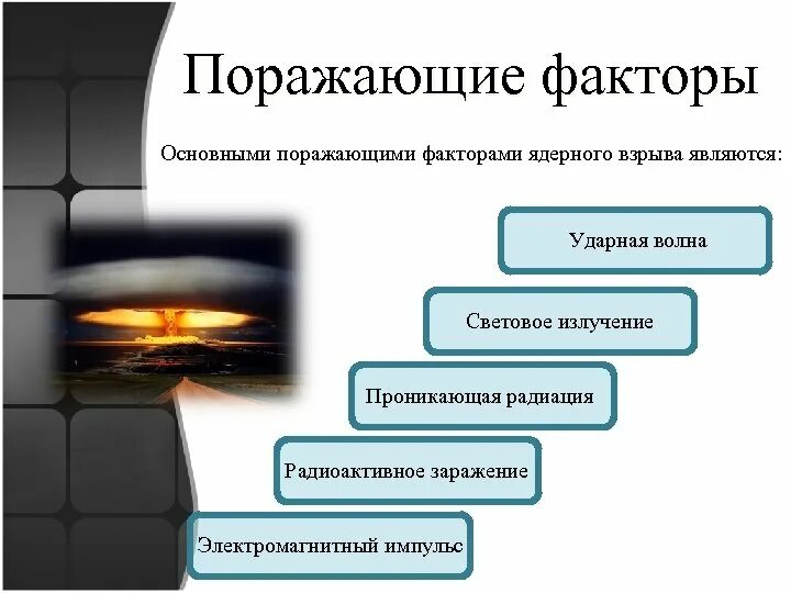 Наиболее сильный поражающий фактор ядерного взрыва. Факторы поражения ядерного взрыва. Поражающие факторы ядерного взрыва. Поражающаяся факторы ядерного взрыва. Ядерные взрывы поражающие факторы взрывов.